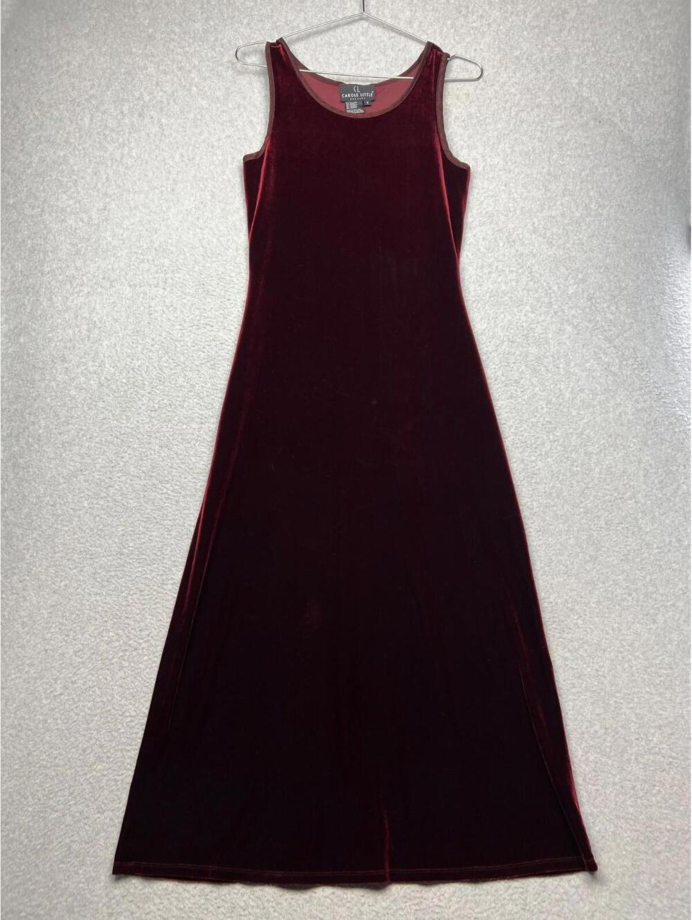 Vintage 90s Y2K Carole Little Dress 4 Maxi Velvet Fairy Grunge Whimsygoth Red